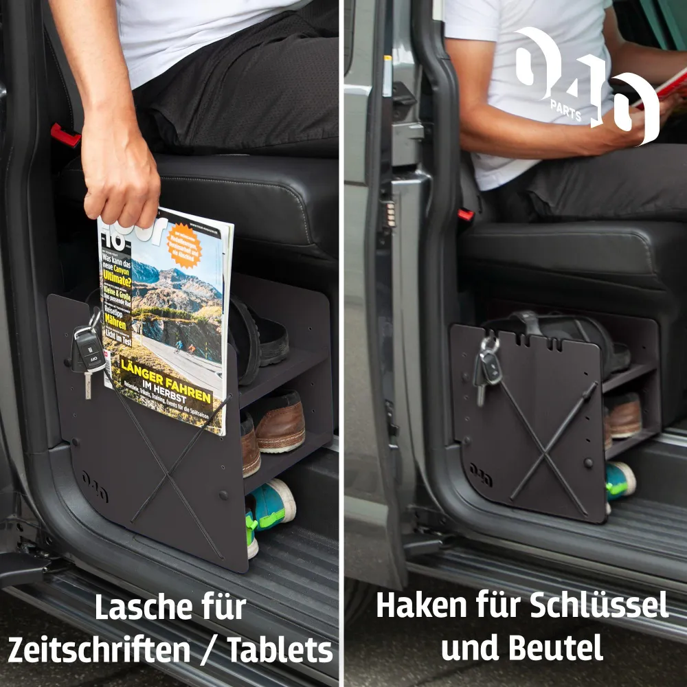 040 Parts Botník ČERNÝ STRANU SPOLUJEDCE Příslušenství vhodné pro VW T7 California Multivan Organizér na boty Pytlík na boty