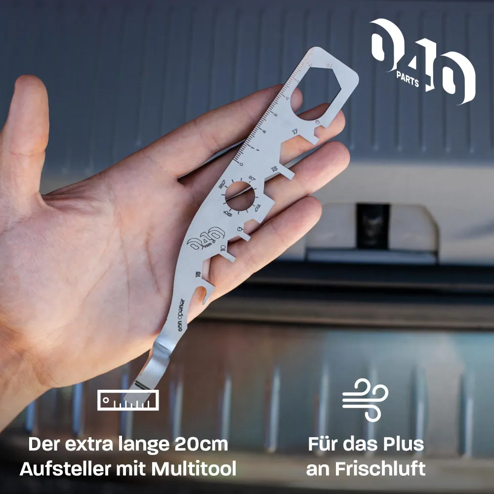 040Parts Multitool extra dlouhý stojan na zadní klap 20 cm pro VW T7 T6 T5 T4 California Multivan Bulli Ocean Beach Golf C...