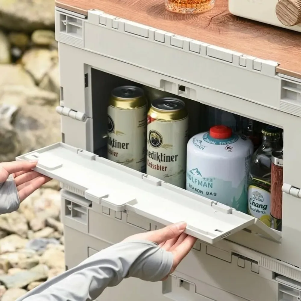 040Parts Skládací box 65L skládací šedá skládací přepravní box s překlopným víkem organizér do kufru skladovací box skládací