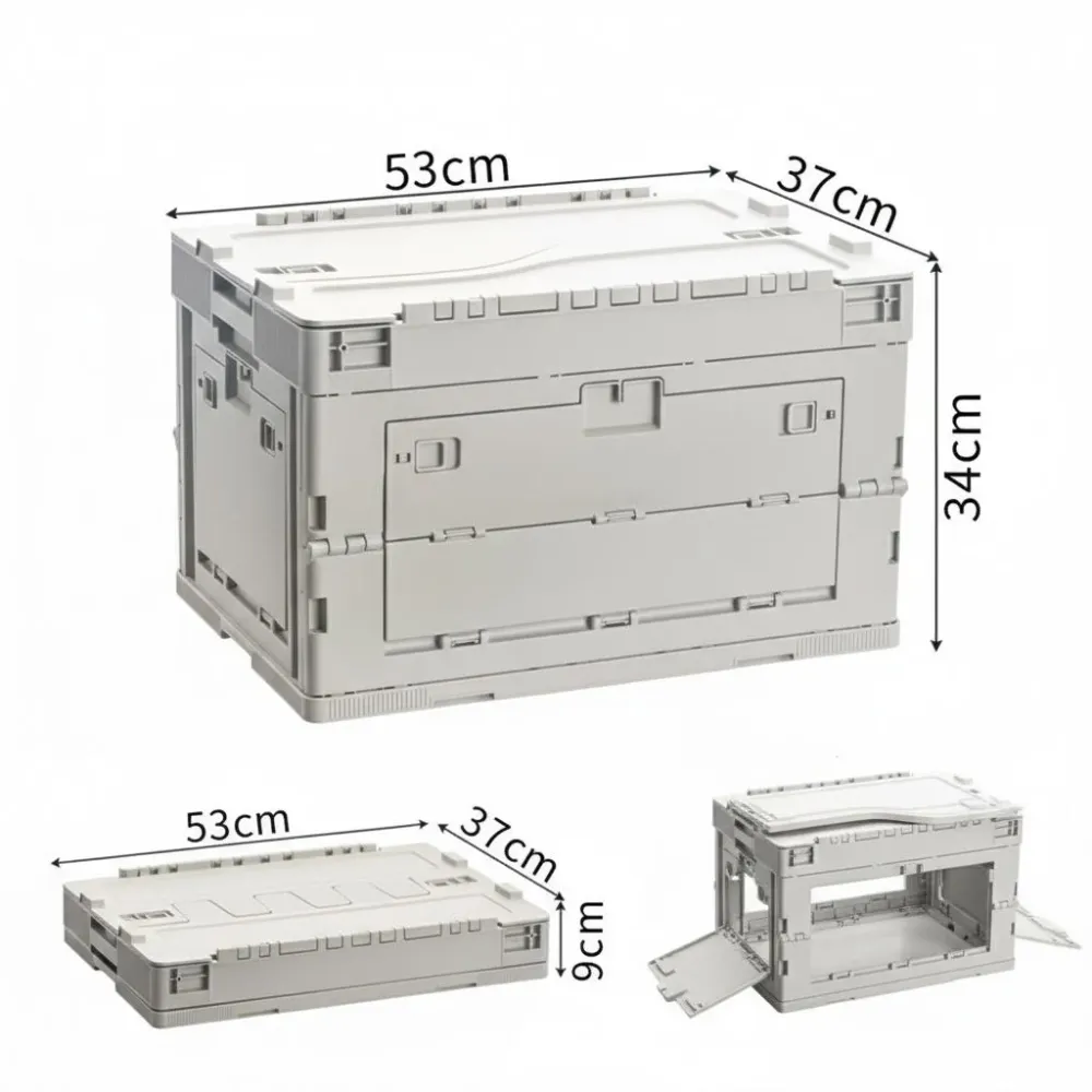 040Parts Skládací box 65L skládací šedá skládací přepravní box s překlopným víkem organizér do kufru skladovací box skládací