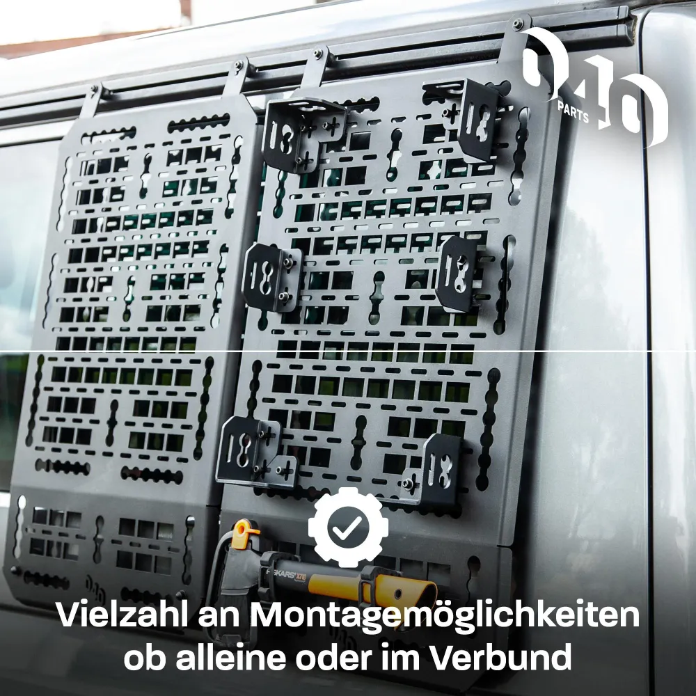 B-Ware: 040 Parts 2er Set Aluminium Kofferhalterung (Mittelstück) pro Molleboard - Univerzálně použitelné, práškově lakova...