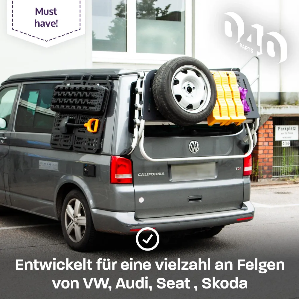B-Ware: 040 parts Držák náhradního kola pro VW T5, T6 T6.1 Náhradní pneumatika kompatibilní s mnoha dalšími ráfky Držák ná...