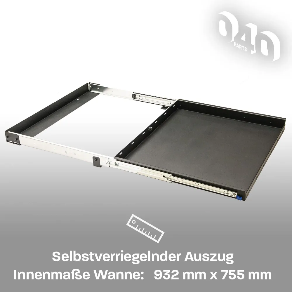 B-Ware: 040 parts Jednoruční zadní výsuvná zásuvka 750mm pro T5 T6 T6.1 California (Comfortline Coast Ocean) Zadní box Zav...