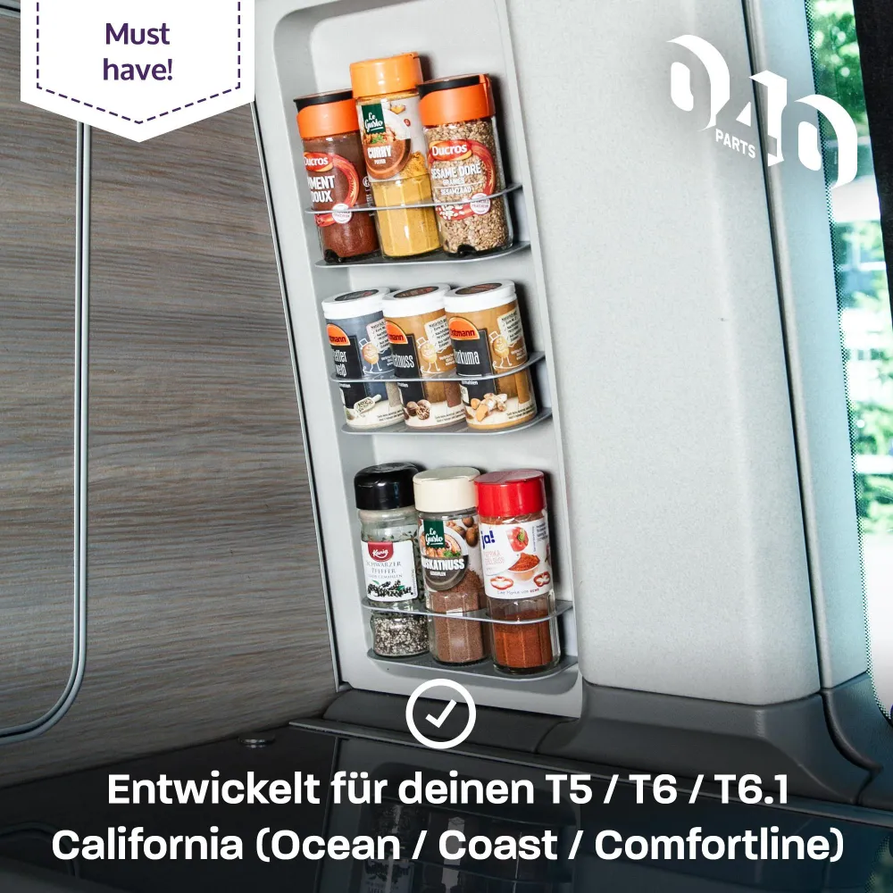 B-Ware: 040 parts Koření polička pro T7 T5 T6 T6.1 California Ocean Coast Comfortline nebo Camper Van Karavan nebo Kuchyň