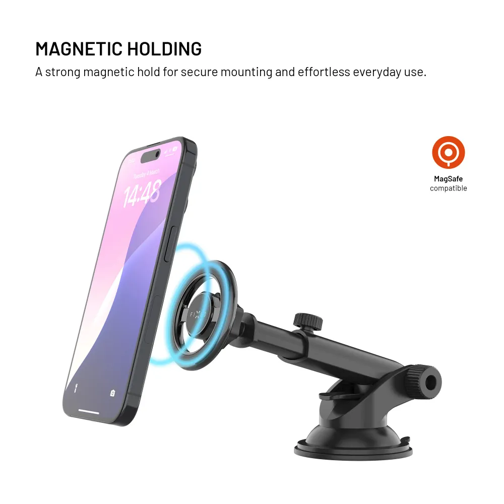 Magnetický kovový držák FIXED MagMount XL s přísavkou na sklo nebo palubní desku s podporou MagSafe, černý FIXED.zone shop