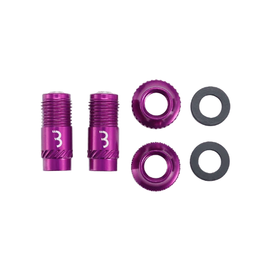 Koncovky ventilů BBB CORE CAP Purple (x2)