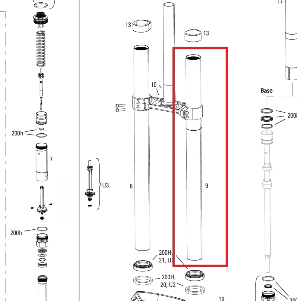 Levý plunge ROCKSHOX 38mm BOXXER D1+(2024+) černý
