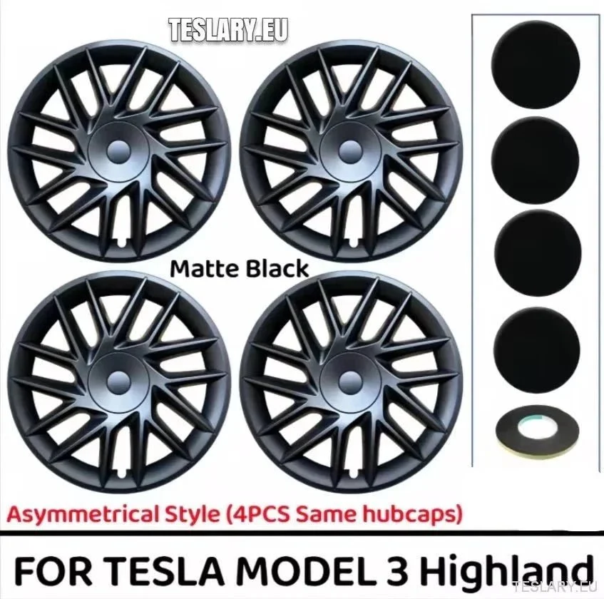 18" Matně černé kryty kol pro Tesla Model 3+ Highland Full Rim