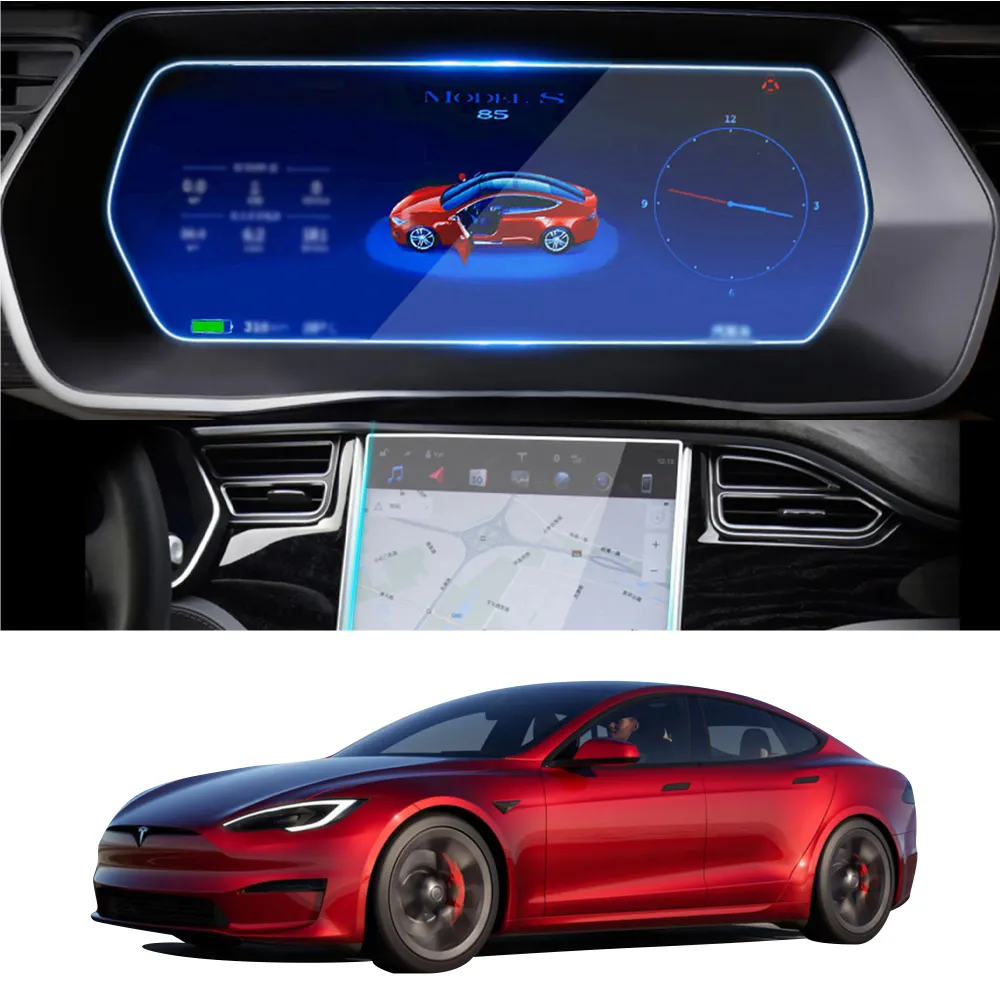 Ochranný navigační přístrojový chránič Tempered Glass Center Set pro model S/X 2019-2021
