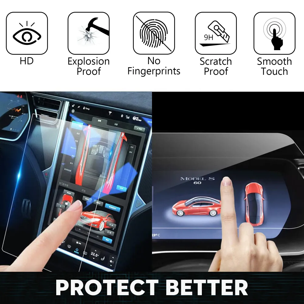 Ochranný navigační přístrojový chránič Tempered Glass Center Set pro model S/X 2019-2021