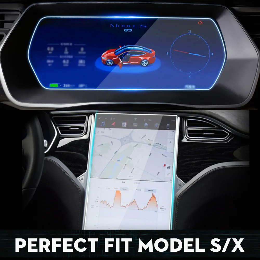Ochranný navigační přístrojový chránič Tempered Glass Center Set pro model S/X 2019-2021