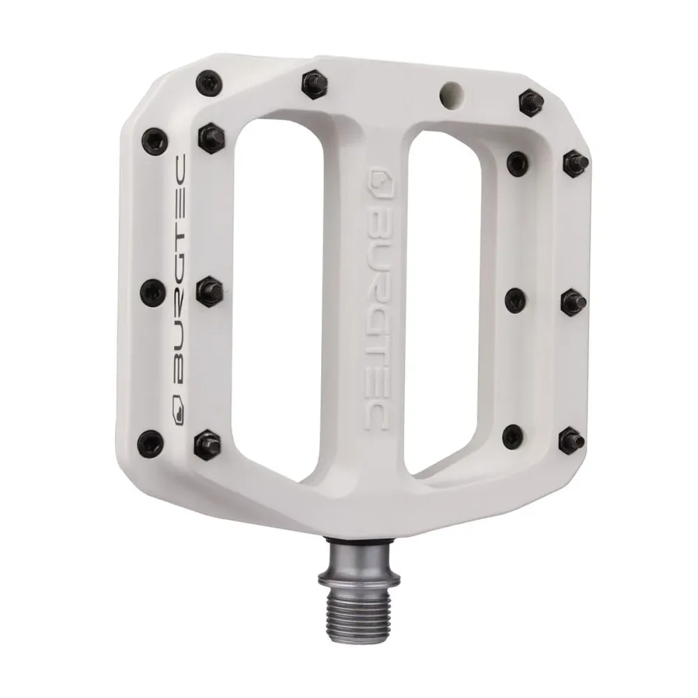 Ploché pedály BURGTEC MK4 Composite Damn Right White Silver