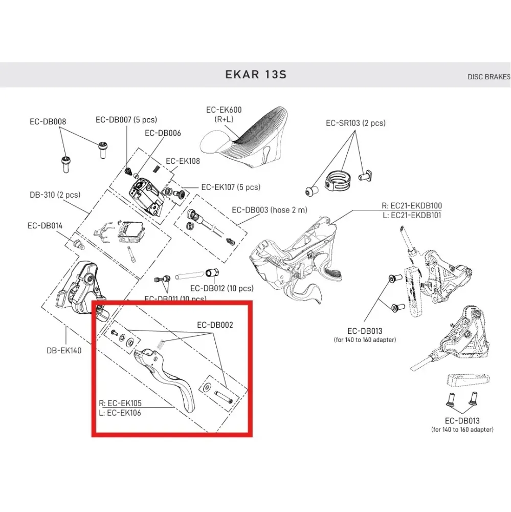 Pravá brzdová páka CAMPAGNOLO EKAR 13V DISC