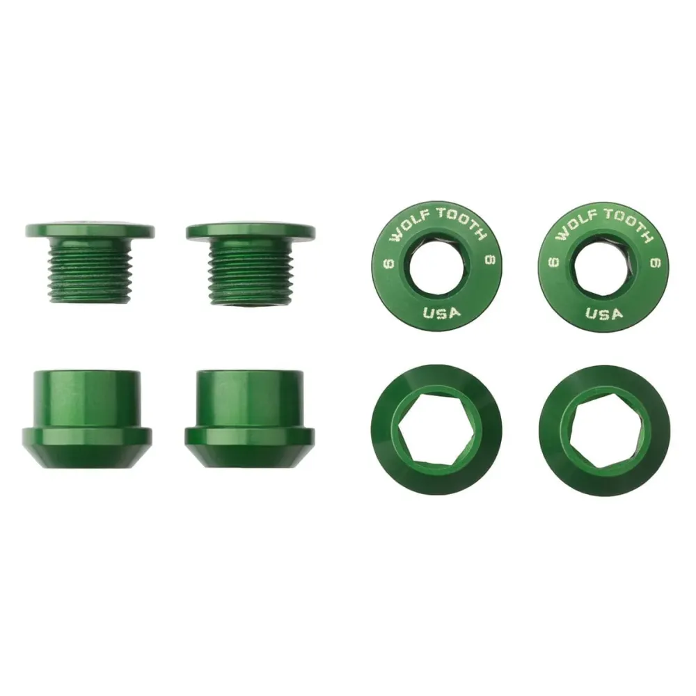 Sada 4 komínových šroubů matic M8x6 mm WOLF TOOTH Transmission 1X Zelená barva