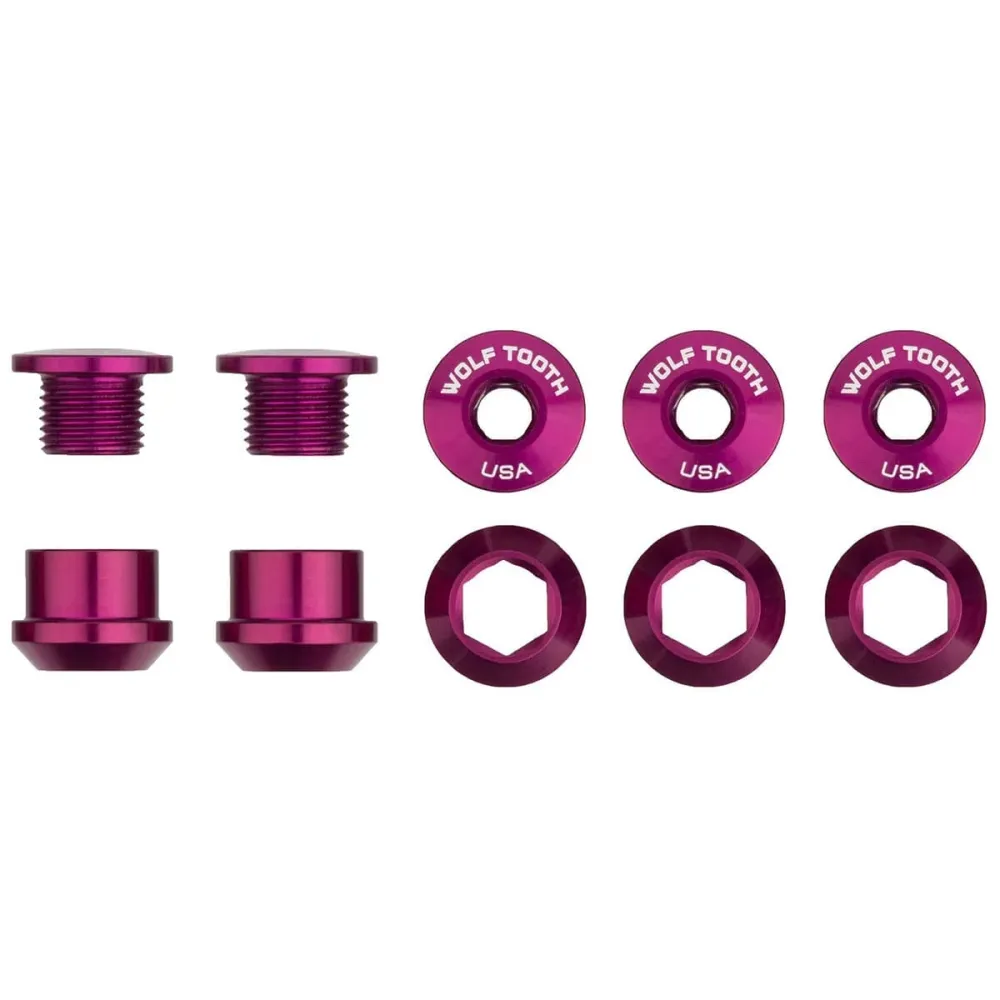 5 Sada šroubů matic M8x6 mm WOLF TOOTH 1X Violet pro klikovou sadu