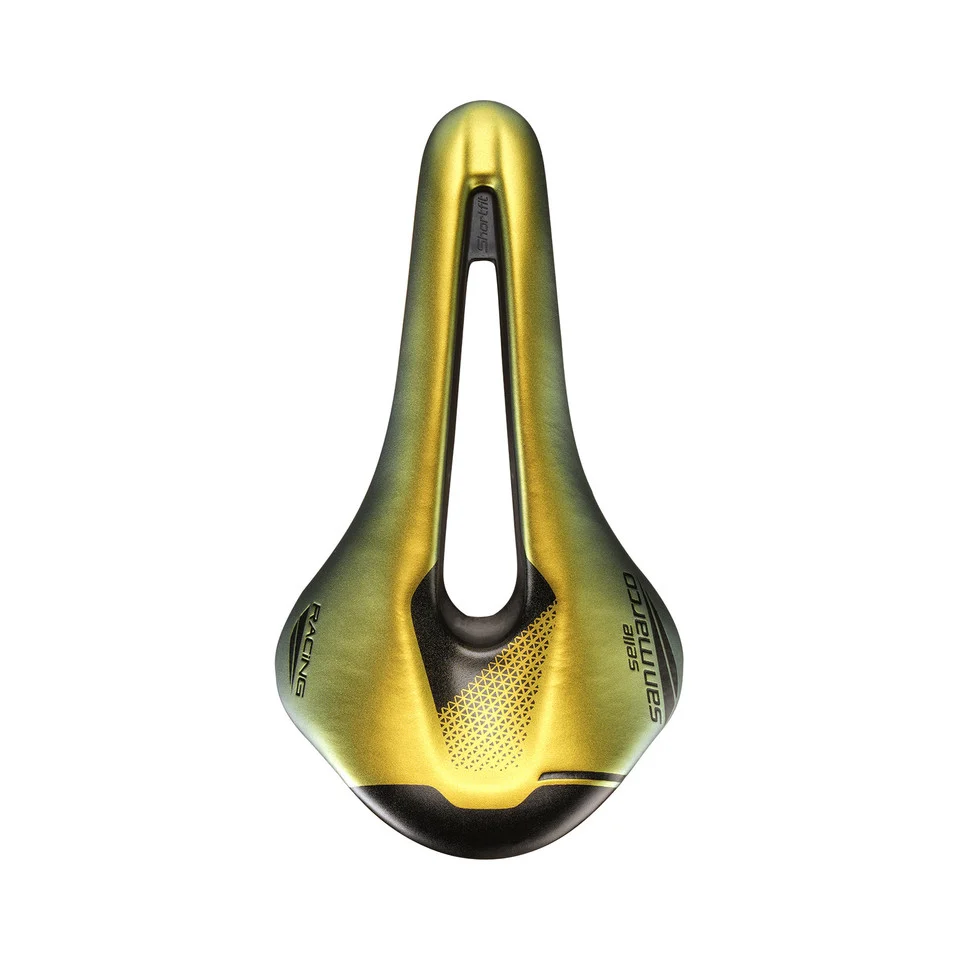 Sedlo SAN MARCO SHORTFIT 2.0 OPEN-FIT RACING L3 Šířka 155mm Ocelové lišty Xsilite Gold