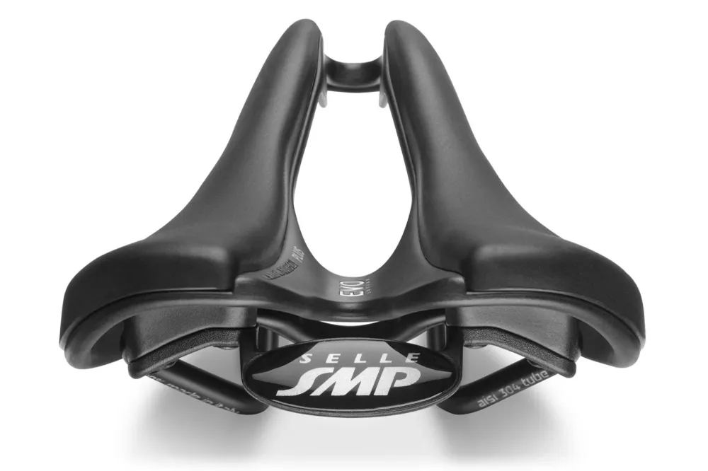 Sedlo SMP EVO PLUS 140 mm široké Černé kolejnice z nerezové oceli