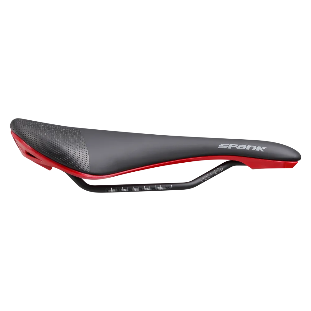 SPANK OOZY 280 144mm sedlo CrMo kolejnice Červená