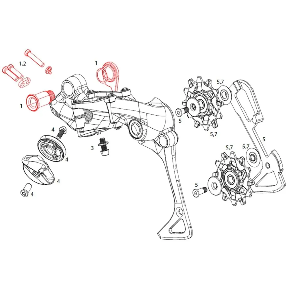SRAM X01 DH 10V zadní přehazovačka Montážní přítlačné šrouby #11.7518.033.001