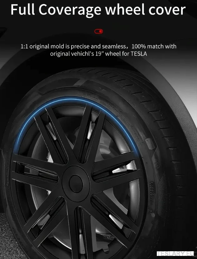 TESLA MODEL Y 19" UNIKÁTNÍ NÁBOJE KOL S3 S PLNÝM KRYTEM V HVĚZDČATÉM STYLU