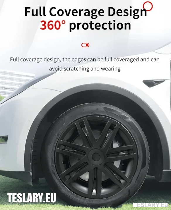 TESLA MODEL Y 19" UNIKÁTNÍ NÁBOJE KOL S3 S PLNÝM KRYTEM V HVĚZDČATÉM STYLU